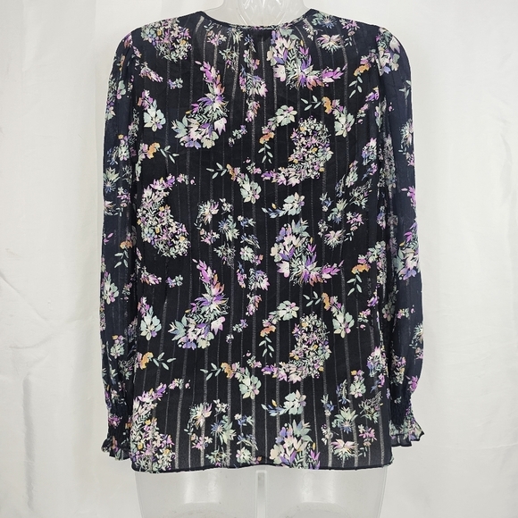 Rebecca Taylor Jewel Paisley 100% Silk Long Sleeve Blouse Size 4 - Picture 6 of 16